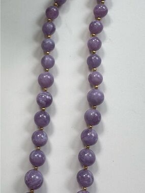 Joan Rivers Lavender Lucite Bead Necklace with Gold Accent Beads.